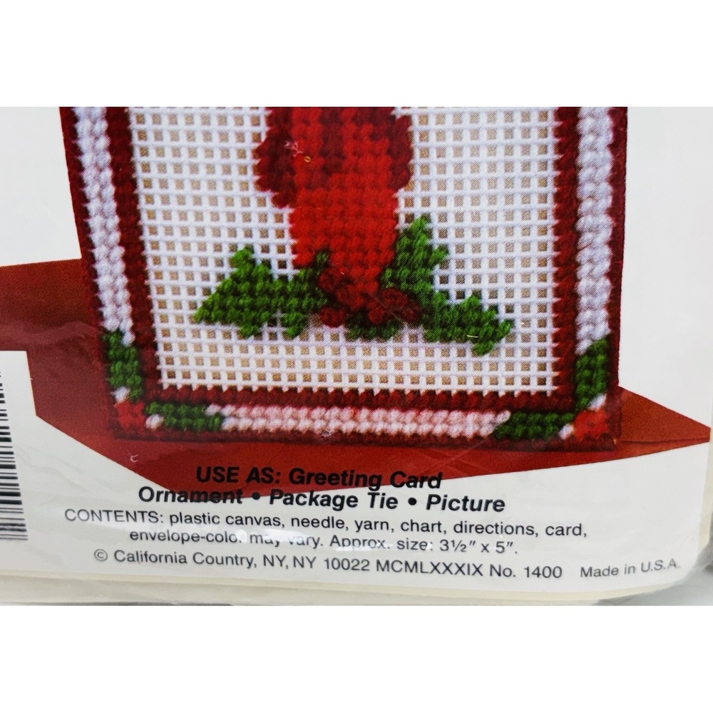 Vintage 1989 Christmas Card Kit Lot 3 Plastic Canvas Peace Candle Sealed USA - Picture 4 of 5
